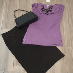 Studio Y Purple Cowl Neck Top